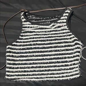 Black and White Striped Women's Top